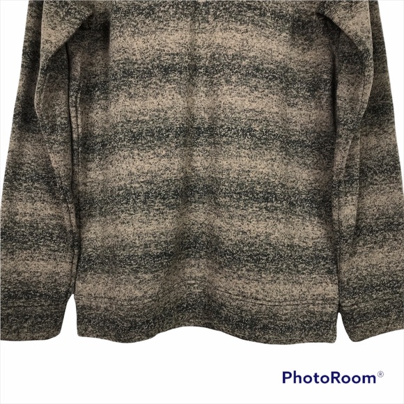 Eddie Bauer Taupe Tan Black Fleece Pullover - Picture 5 of 11